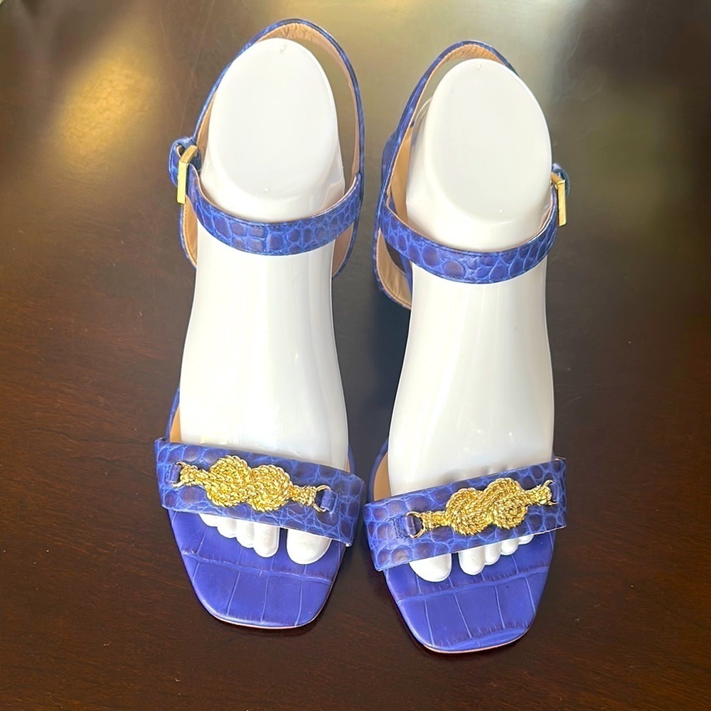 TALBOTS SERA KNOT CROC-EMBOSSED
SANDALS Royal Blue SZ 9 Old Money Timeless Chic - Picture 3 of 11